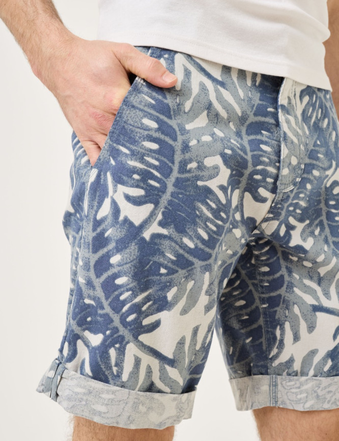 Chino en coton avec imprimé all-over